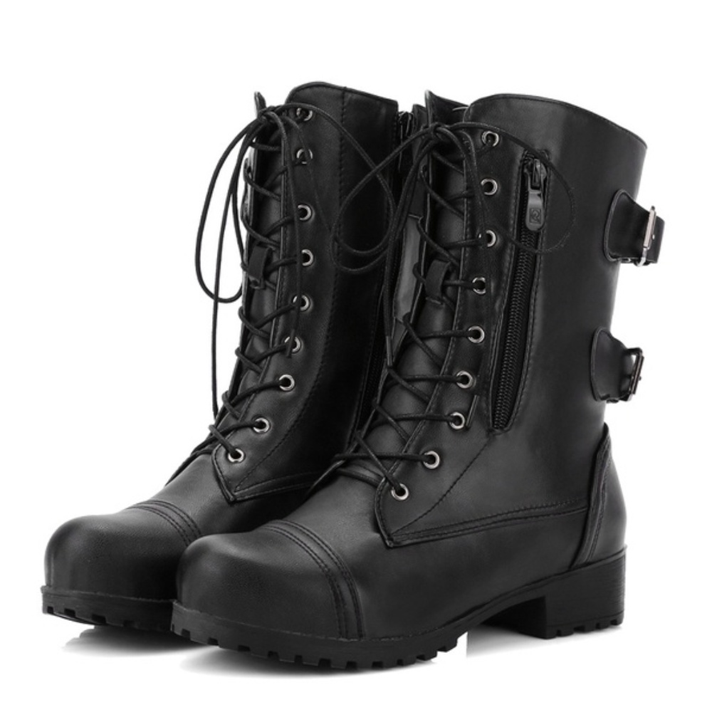 New Black Combat Motorcycle Boots